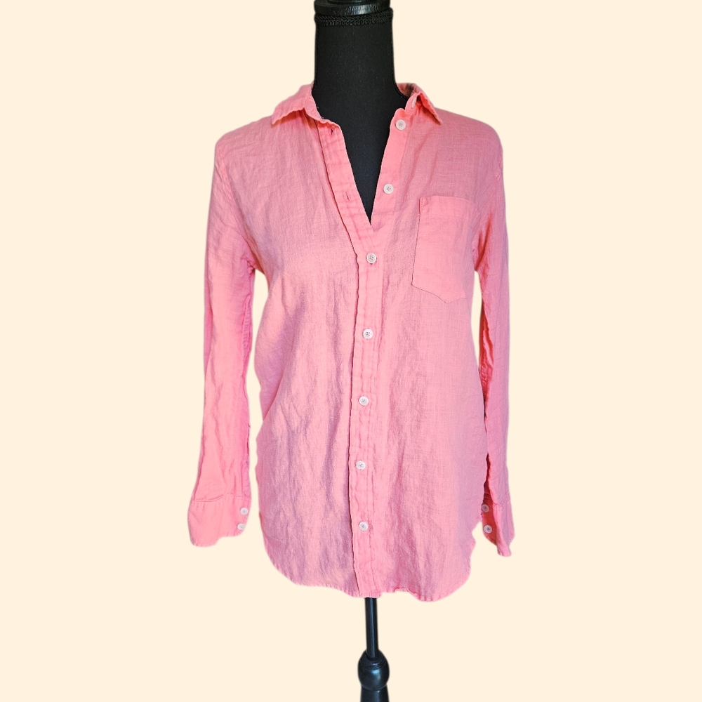 J. Crew Women's Linen Coral Button-Down Shirt Size XS
